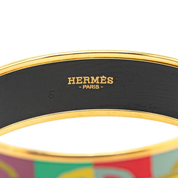 Pre-owned Hermès Wide Enamel Optique Chaine d'Ancre Bangle 65 Multi