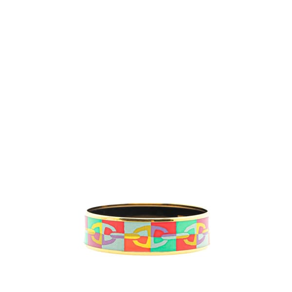 Pre-owned Hermès Wide Enamel Optique Chaine d'Ancre Bangle 65 Multi