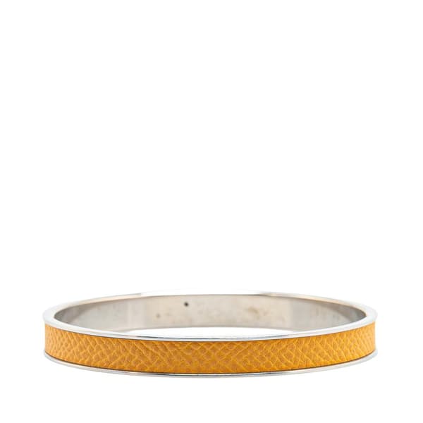Pre-owned Hermès Leather Kelly Cadena Lock Bangle Bracelet Yellow