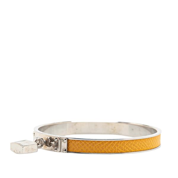 Pre-owned Hermès Leather Kelly Cadena Lock Bangle Bracelet Yellow