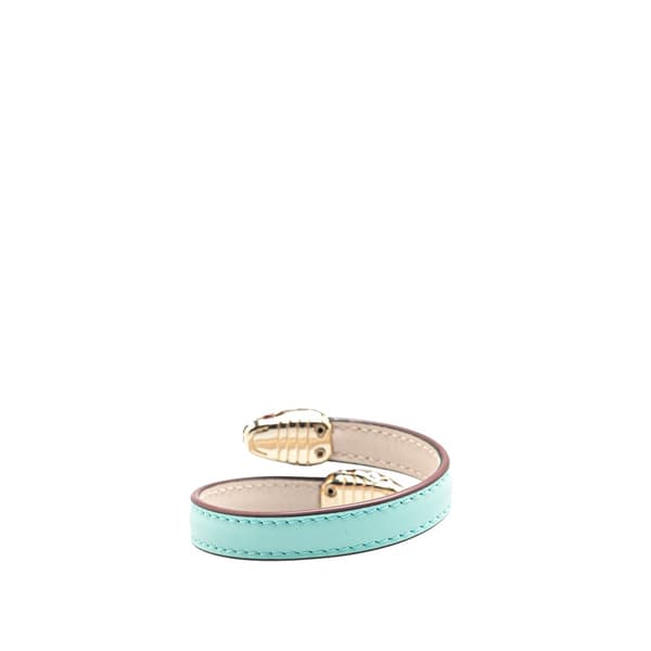 Pre-owned Bvlgari Calfksin and Gold Plated Serpenti Forever Bracelet Blue