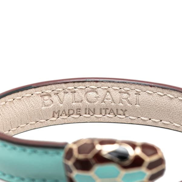 Pre-owned Bvlgari Calfksin and Gold Plated Serpenti Forever Bracelet Blue