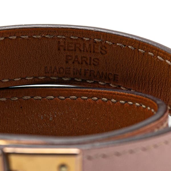 Pre-owned Hermès Leather Kelly Double Tour Bracelet Pink