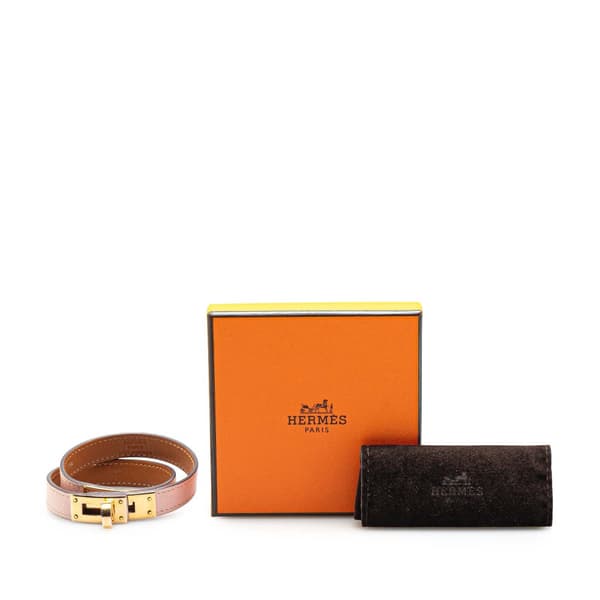 Pre-owned Hermès Leather Kelly Double Tour Bracelet Pink