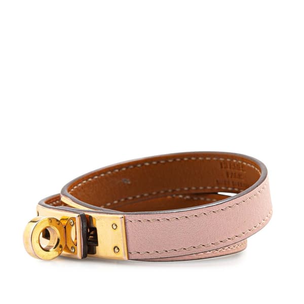 Pre-owned Hermès Leather Kelly Double Tour Bracelet Pink