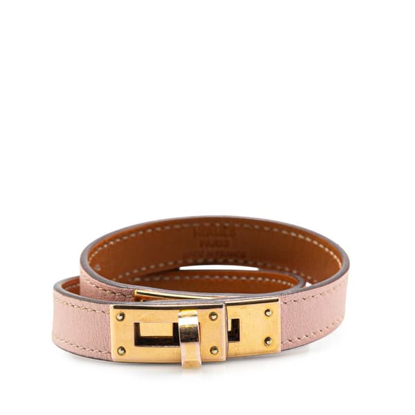 Pre-owned Hermès Leather Kelly Double Tour Bracelet Pink