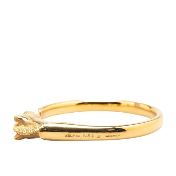 Pre-owned Hermès Gold Plated Tete de Cheval Horse Bangle Gold