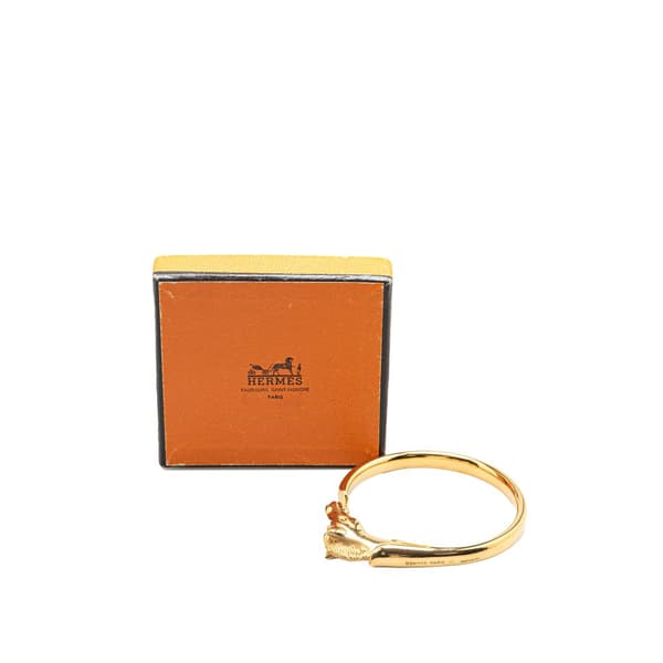 Pre-owned Hermès Gold Plated Tete de Cheval Horse Bangle Gold