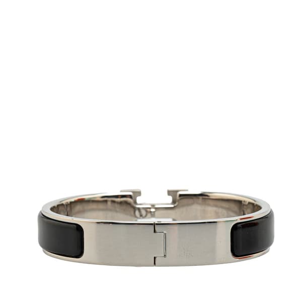 Pre-owned Hermès Narrow Enamel Clic H Bracelet PM Black