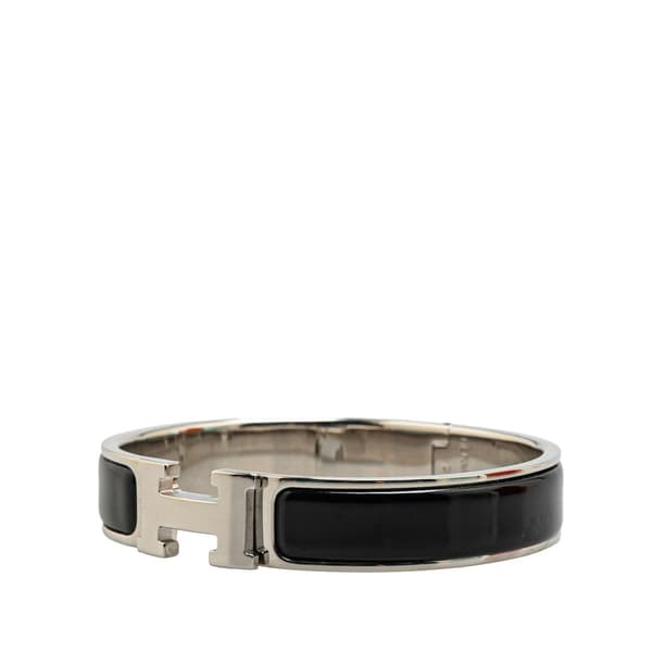 Pre-owned Hermès Narrow Enamel Clic H Bracelet PM Black