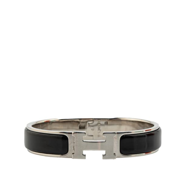 Pre-owned Hermès Narrow Enamel Clic H Bracelet PM Black