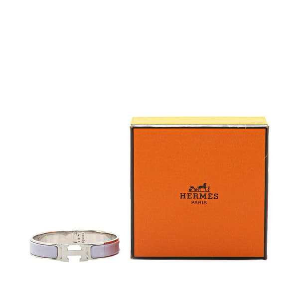 Pre-owned Hermès Narrow Enamel Clic H Bracelet PM Purple