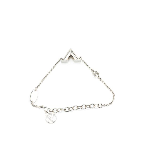 Pre-owned Louis Vuitton Silver Plated Essential V Supple Bracelet Silver