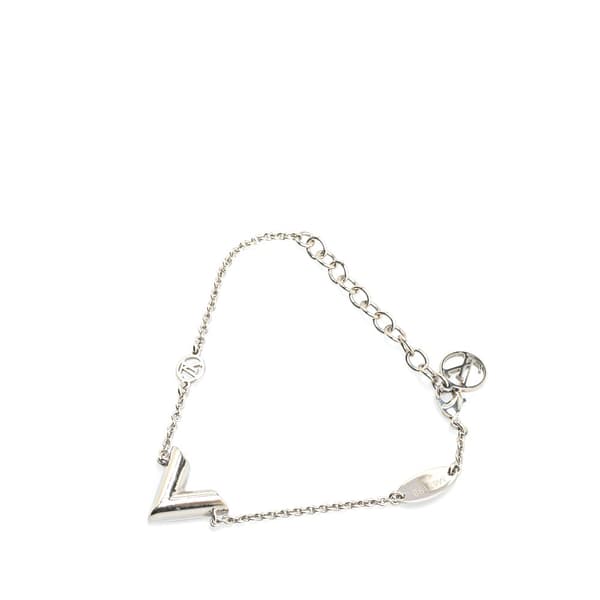Pre-owned Louis Vuitton Silver Plated Essential V Supple Bracelet Silver