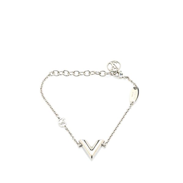Pre-owned Louis Vuitton Silver Plated Essential V Supple Bracelet Silver