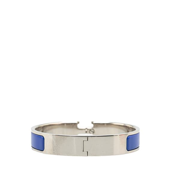 Pre-owned Hermès Narrow Enamel Clic H Bracelet GM Blue