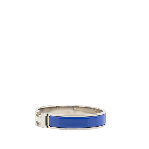 Pre-owned Hermès Narrow Enamel Clic H Bracelet GM Blue