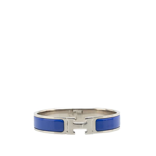 Pre-owned Hermès Narrow Enamel Clic H Bracelet GM Blue