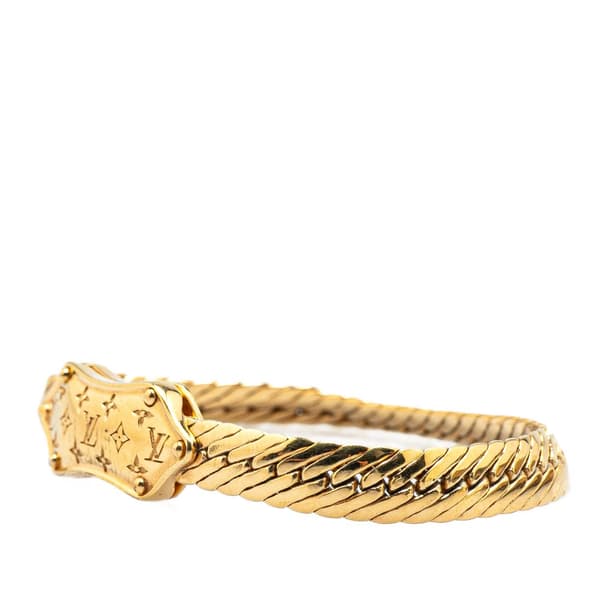 Pre-owned Louis Vuitton Gold Plated Nanogram Chain Bracelet Gold