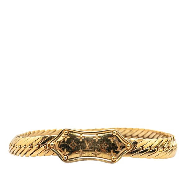 Pre-owned Louis Vuitton Gold Plated Nanogram Chain Bracelet Gold