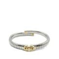 Pikkukuva 2 / 3: Pre-owned Bvlgari Stainless Steel and 18K Yellow Gold Tubogas Hearts Open Flex Bangle Silver