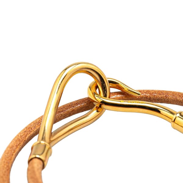 Pre-owned Hermès Gold Plated and Leather Jumbo Hook Double Tour Bracelet Gold