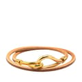 Miniatyrbilde 1 av 5: Pre-owned Hermès Gold Plated and Leather Jumbo Hook Double Tour Bracelet Gold