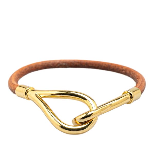 Pre-owned Hermès Gold Plated and Leather Jumbo Hook  Bracelet Gold