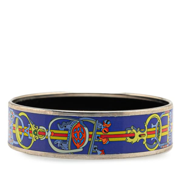 Pre-owned Hermès Wide Cloissone Enamel Bangle 65 Blue