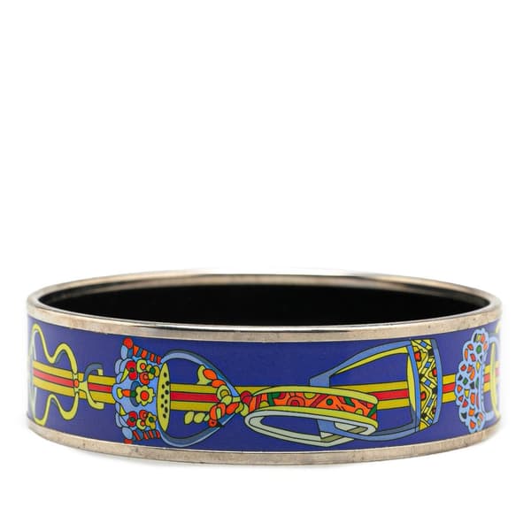 Pre-owned Hermès Wide Cloissone Enamel Bangle 65 Blue