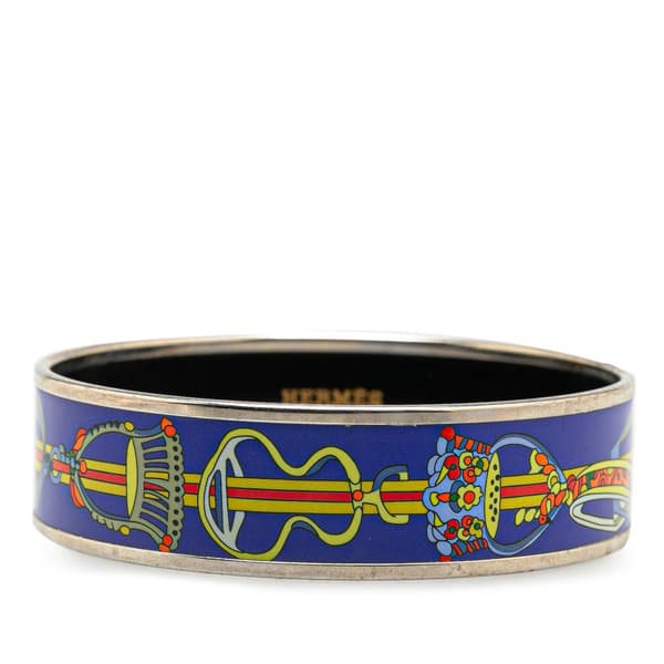 Pre-owned Hermès Wide Cloissone Enamel Bangle 65 Blue