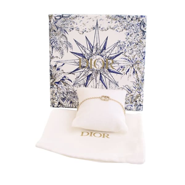 Pre-owned Dior Gold Plated Crystal Petit CD Bracelet Gold