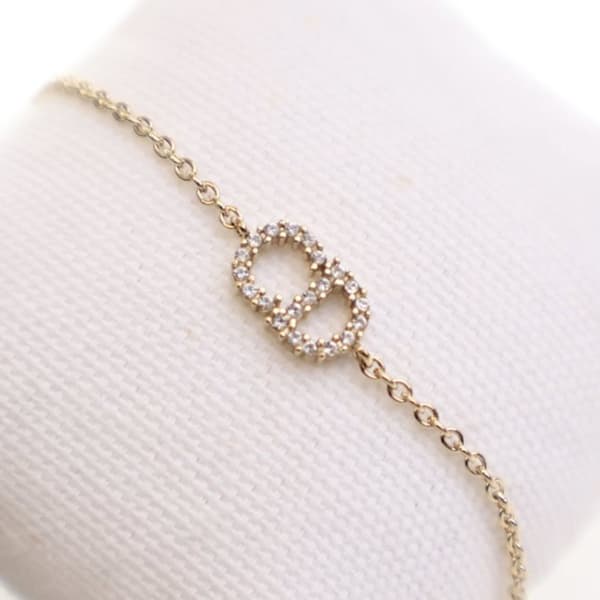 Pre-owned Dior Gold Plated Crystal Petit CD Bracelet Gold
