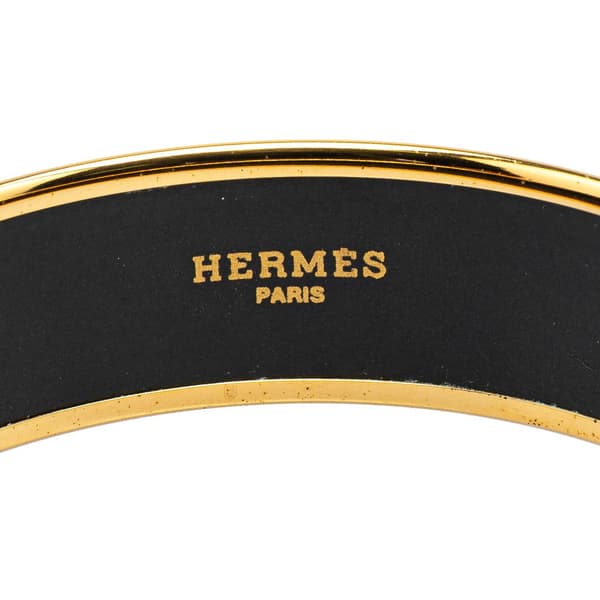 Pre-owned Hermès Wide Greyhound Enamel Bangle 62 White