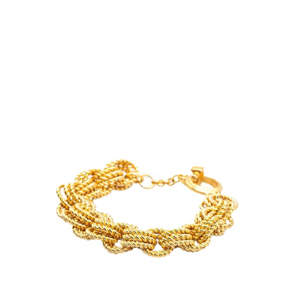 Pre-owned Givenchy Gold Plated Triple Hoop Chain Bracelet Gold
