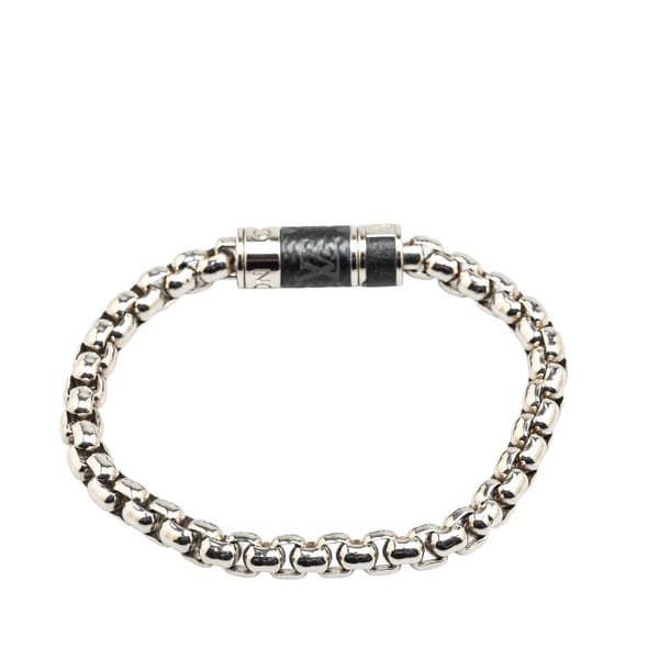 Pre-owned Louis Vuitton Monogram Eclipse Chain Bracelet Silver