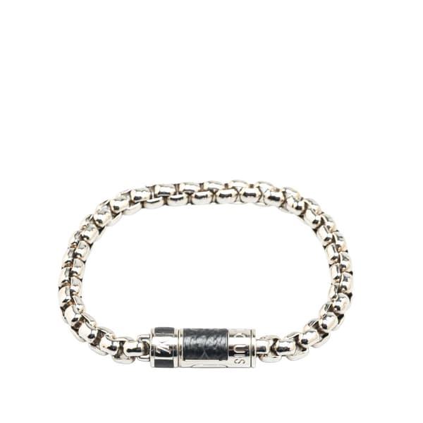Pre-owned Louis Vuitton Monogram Eclipse Chain Bracelet Silver