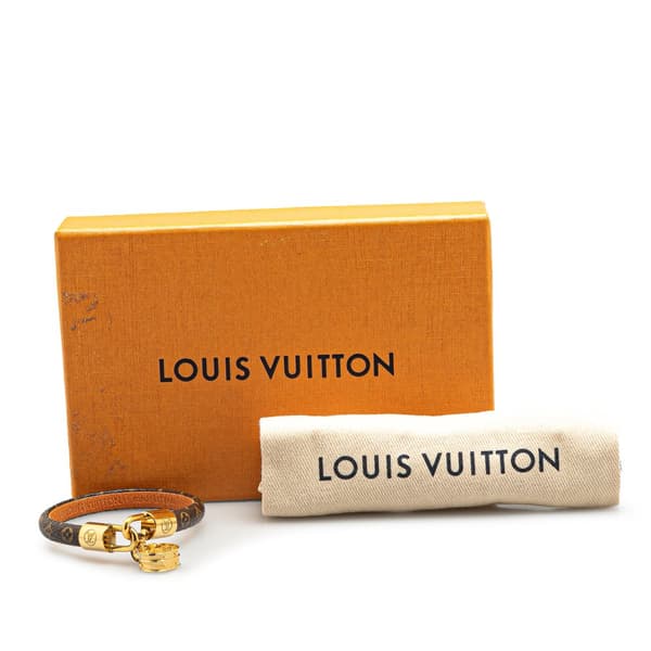 Pre-owned Louis Vuitton Monogram Tribute Charm Bracelet 17 Brown