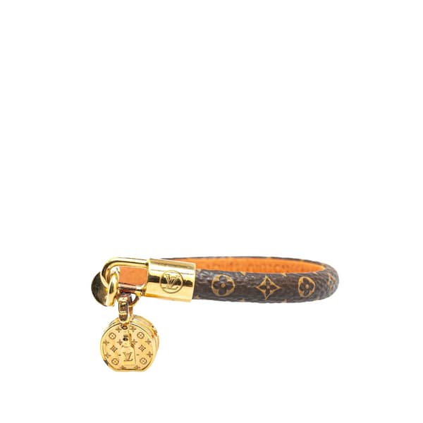 Pre-owned Louis Vuitton Monogram Tribute Charm Bracelet 17 Brown