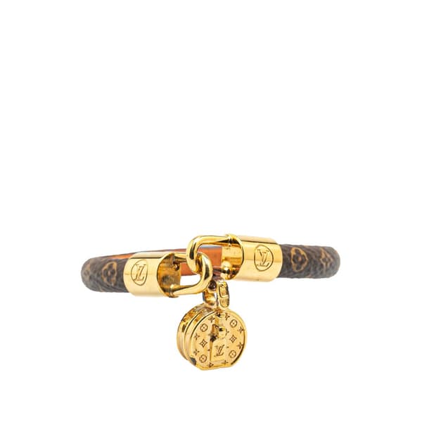 Pre-owned Louis Vuitton Monogram Tribute Charm Bracelet 17 Brown