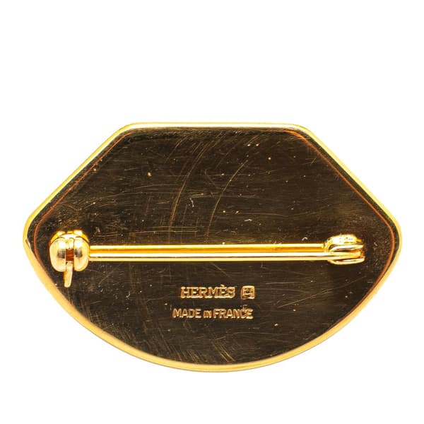 Pre-owned Hermès Gold Plated Enamel Brooch Gold
