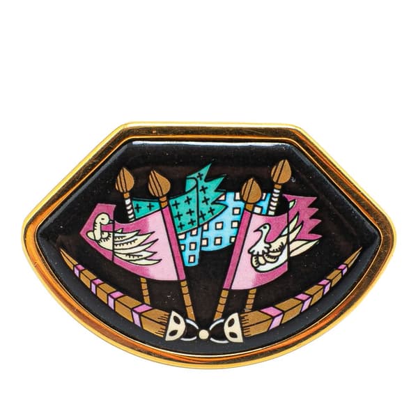 Pre-owned Hermès Gold Plated Enamel Brooch Gold