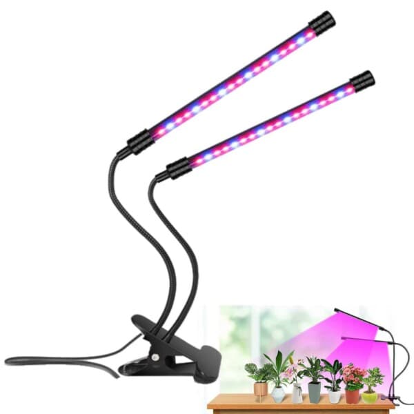 LED -plantebelysning - dobbelt full spektrumplantelampe med klemme