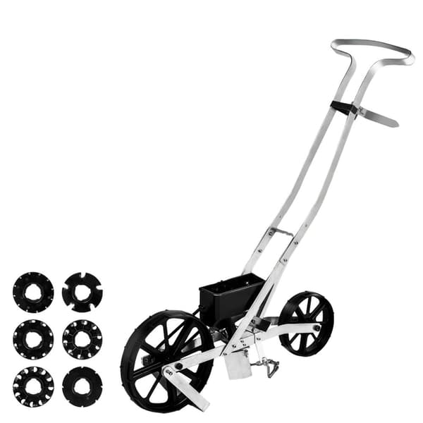 multifunktionell gå-bakom såmaskin med 6 fröplattor, hög effektivitet, precision, 78-84 cm justerbar höjd, lätt att förvara