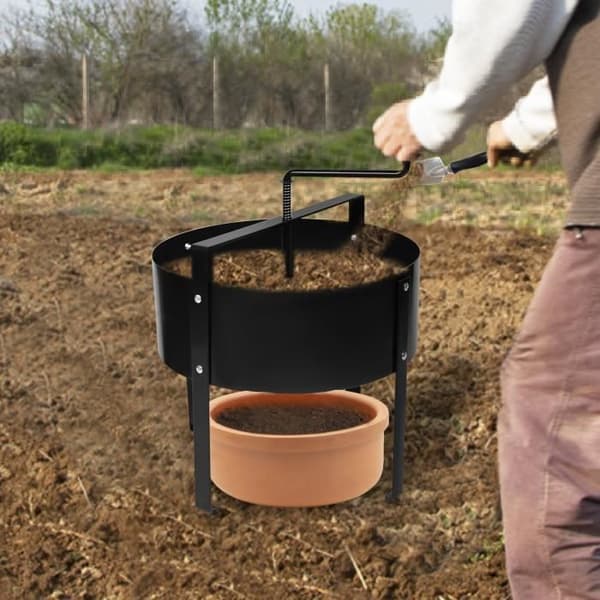 XMTECH Gardening Mesh Sil Trädgårdsjordsil Sandsil Sandstensil med roterande handtag, Ø40x56cm