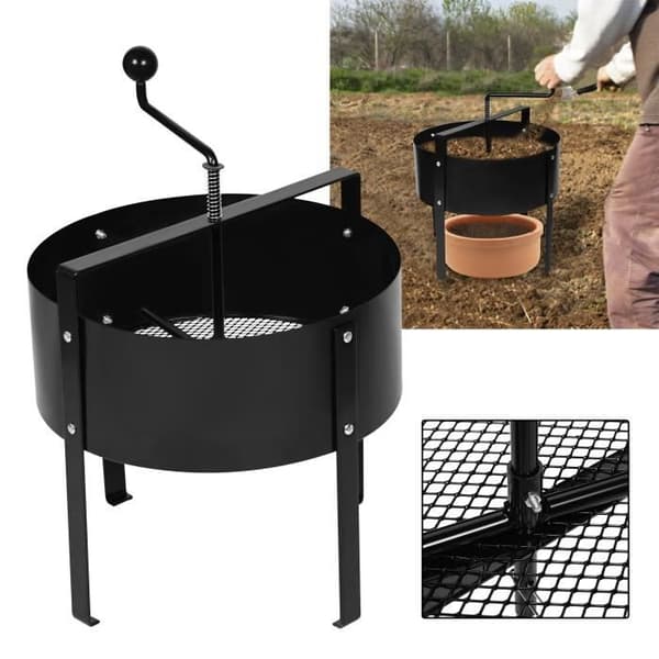 XMTECH Gardening Mesh Sil Trädgårdsjordsil Sandsil Sandstensil med roterande handtag, Ø40x56cm