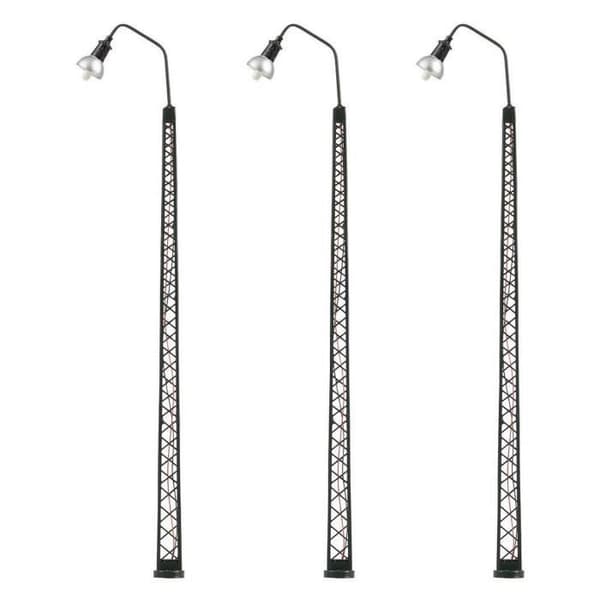 Tillbehör för modelltillverkning HO - Faller - 3 böjda LED-lampor på gallerstolpe