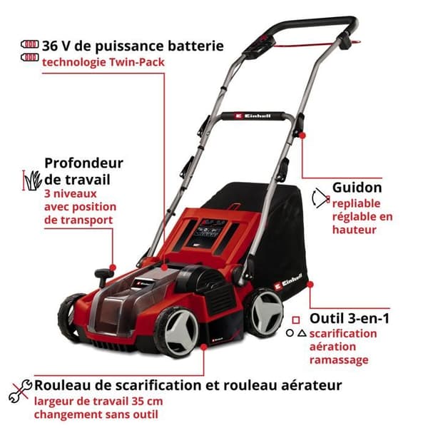 Einhell Gräsklippare-lufter utan sladd GE-SA 36/35 Li-Solo Power X-Change (36V) Levereras utan batteri eller laddare