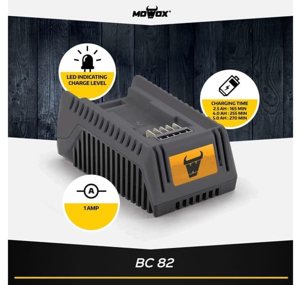 MoWox, Oplader 1 A, 60W, Velegnet til Mowox 40V Li-Ion batteri, BC 82