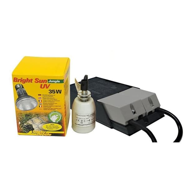UV-lampa - Lucky Reptile - Bright Sun UV Jungle - 35 W - Komplett set - Sockel och ballast ingår